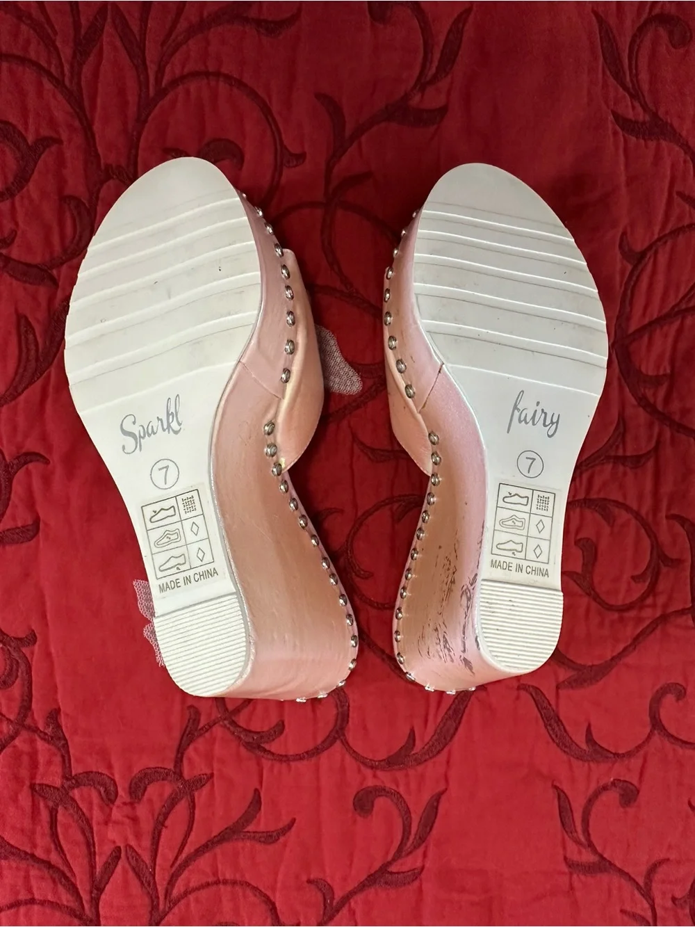 Sparkl Fairy Couture Women’s Pink Butterfly Wedge Heels